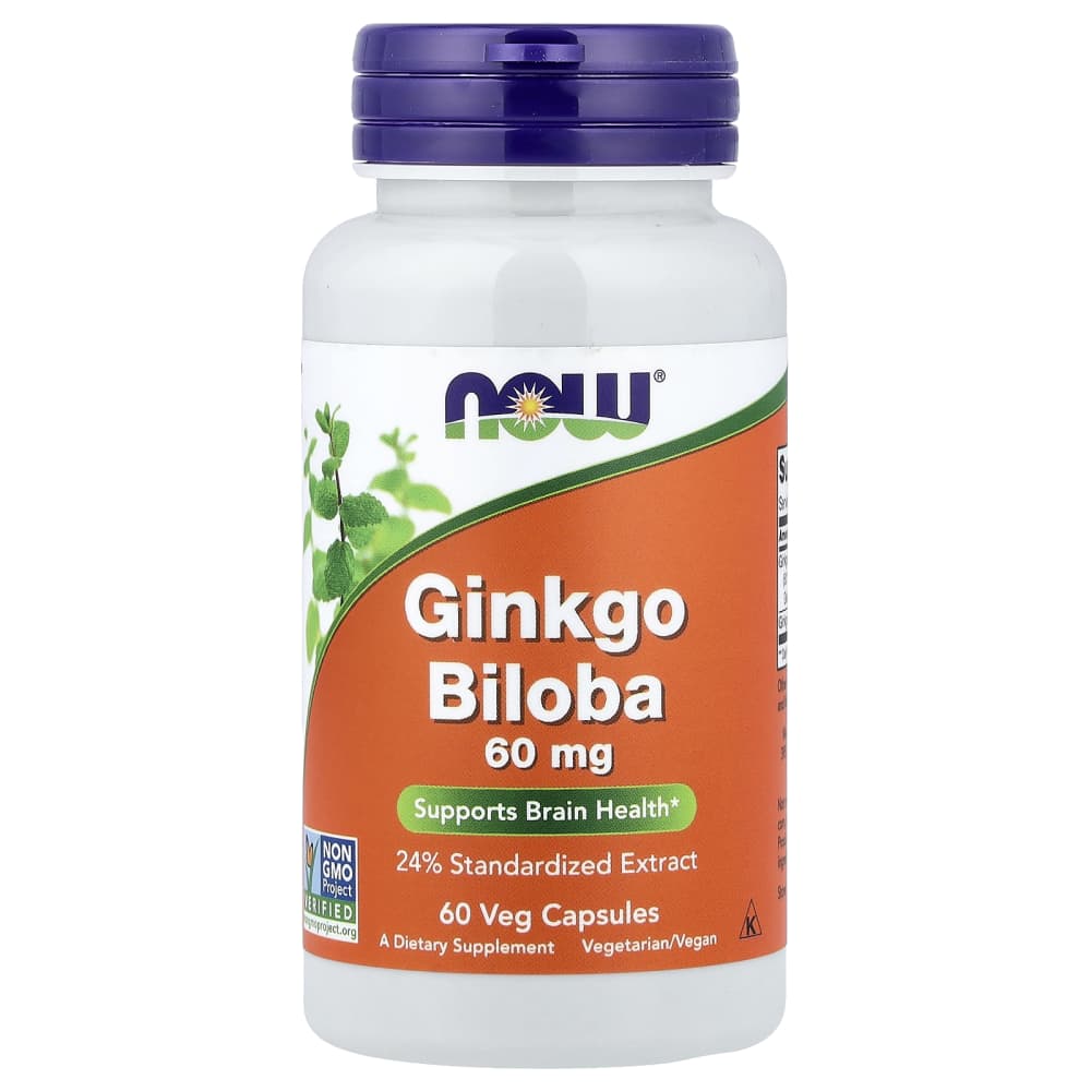 NOW Foods Ginkgo Biloba 60 mg – 60 gélules végétales – photo produit