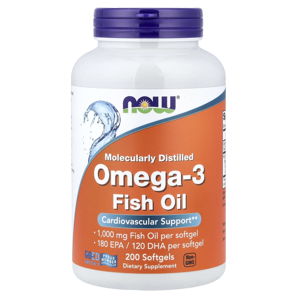 NOW Foods – Omega-3 Fish Oil 1000 mg – 200 Softgels – photo produit