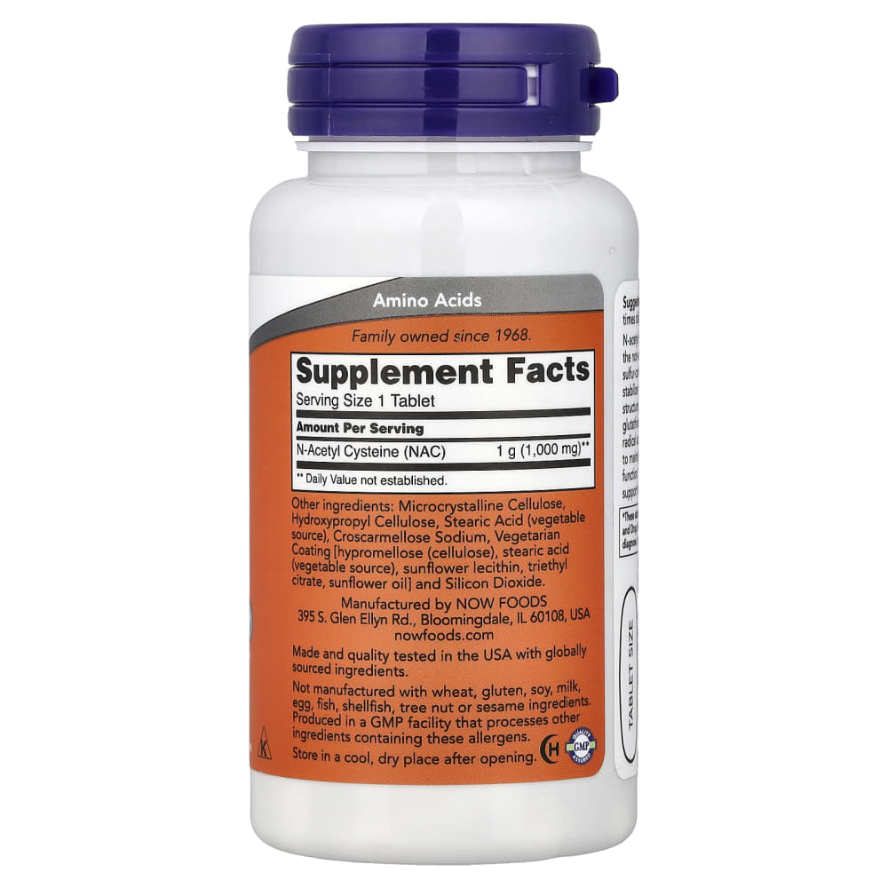 NOW Foods NAC 1000 mg – 60 comprimés – vue supplémentaire