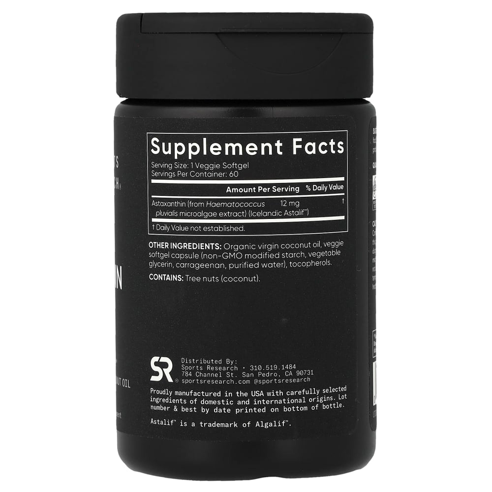 Sports Research Astaxanthine 12 mg – 60 capsules végétales