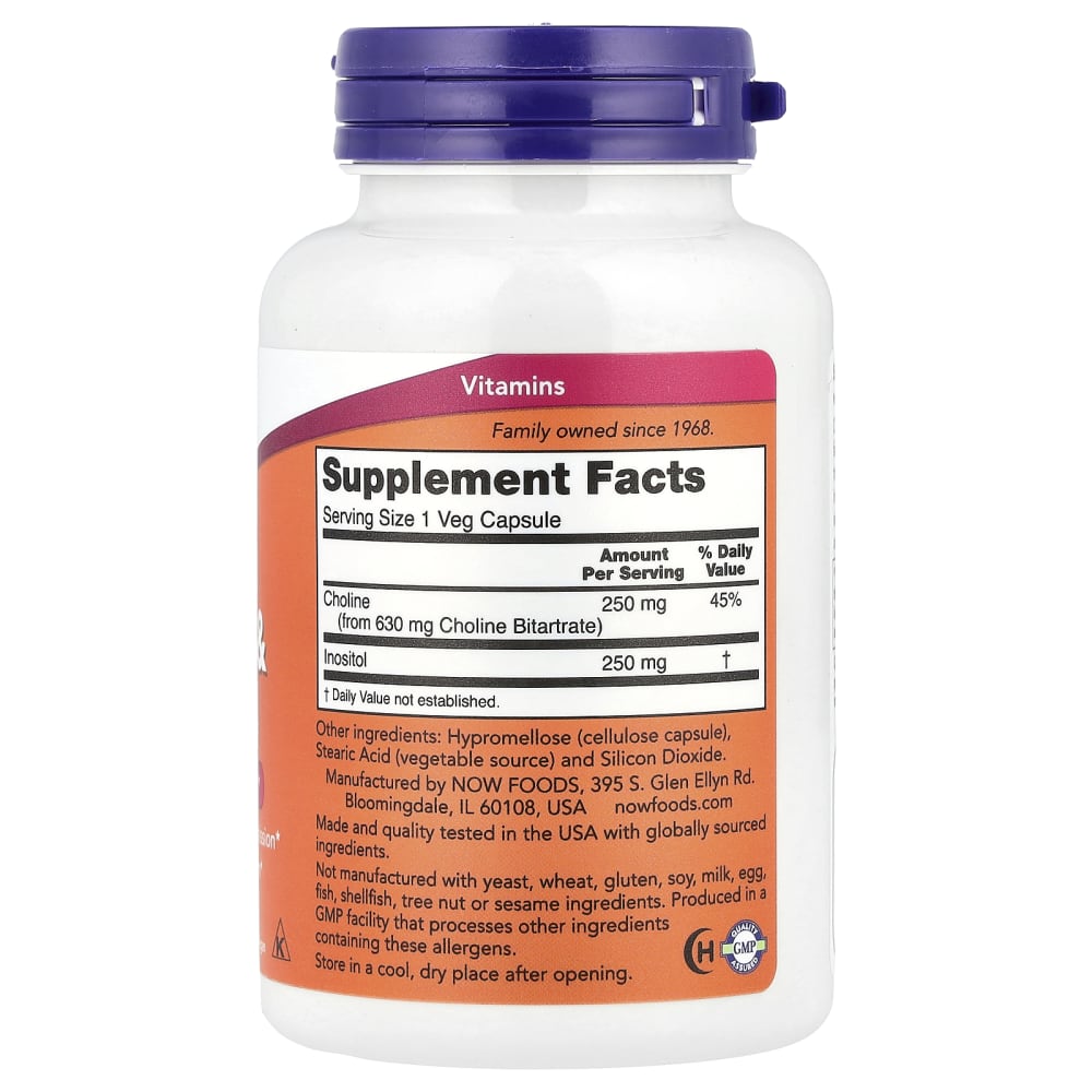 NOW Foods Choline & Inositol – 100 capsules végétales – vue supplémentaire
