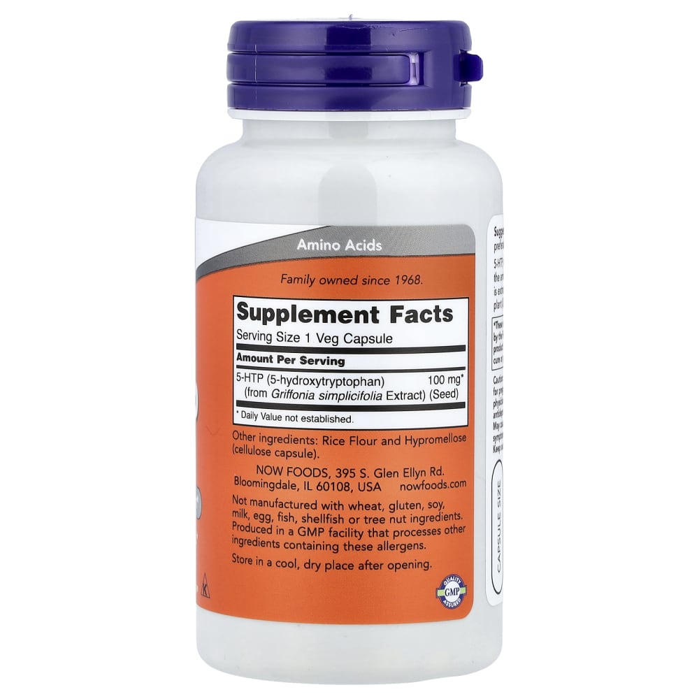 NOW Foods 5-HTP 100 mg – 60 gélules végétales – vue supplémentaire