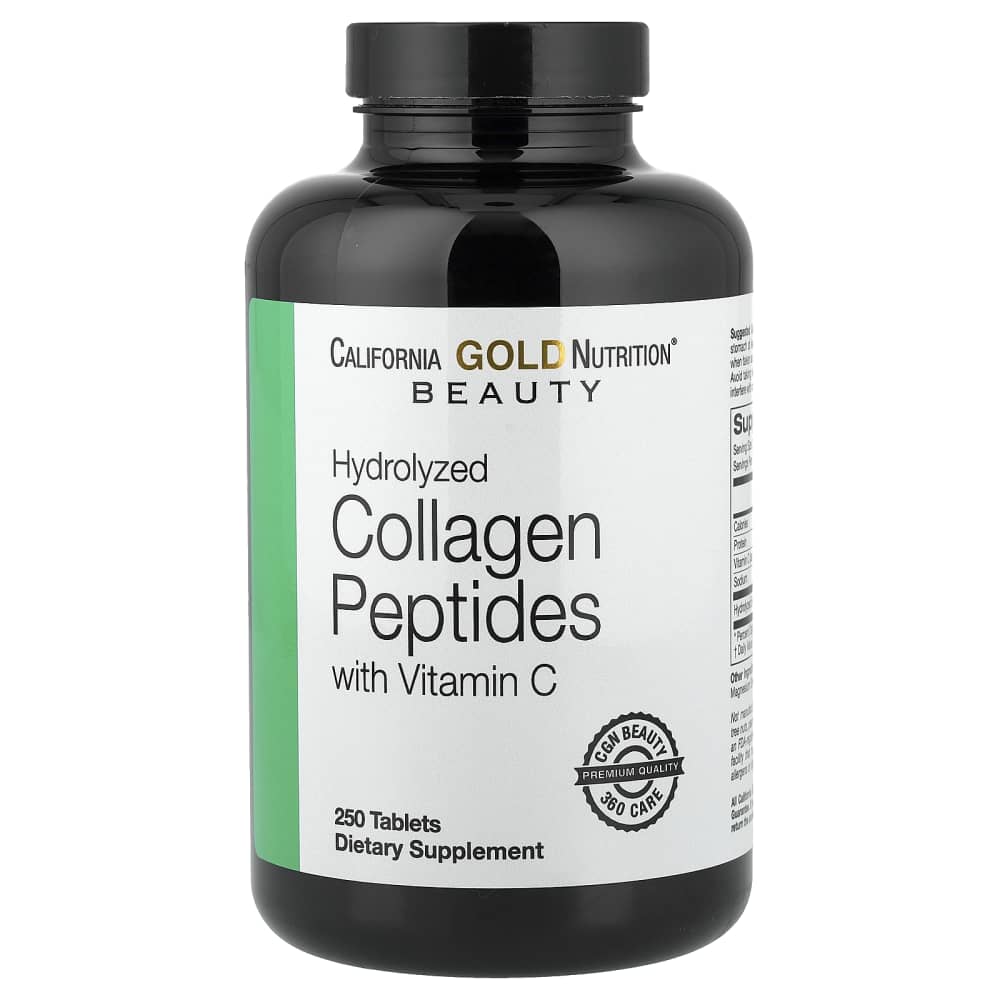 California Gold Nutrition Hydrolyzed Collagen Peptides with Vitamin C – 250 comprimés (Tablets) – photo produit