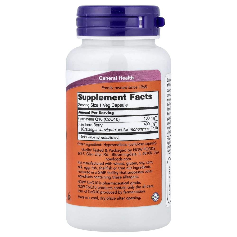 NOW Foods CoQ10 100 mg – 90 capsules végétales – vue supplémentaire