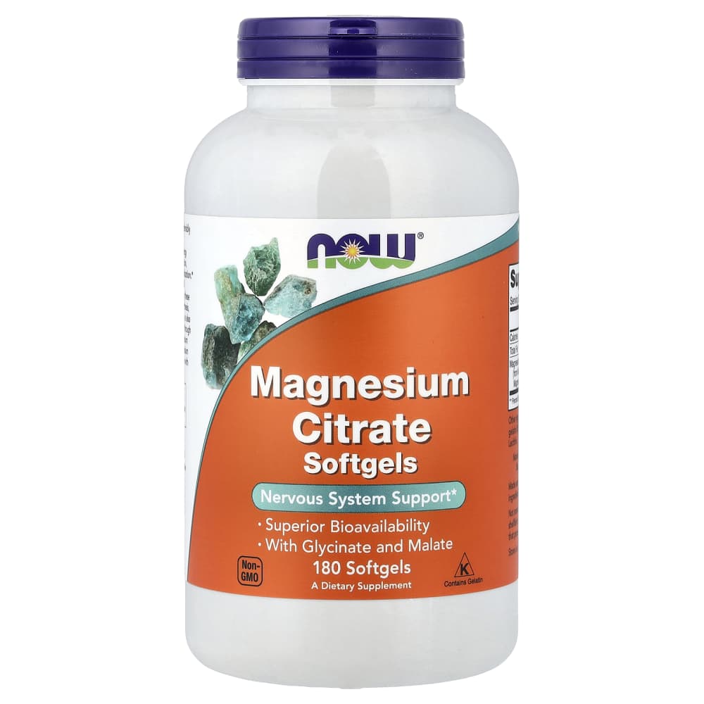 NOW Foods – Citrate de Magnésium, 180 Softgels – photo produit
