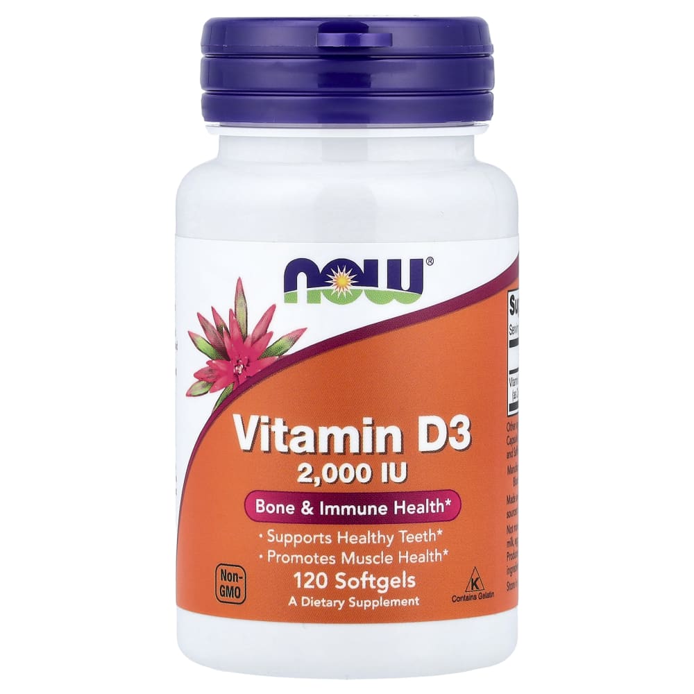 NOW Foods Vitamin D3 2,000 UI (120 Softgels) – photo produit