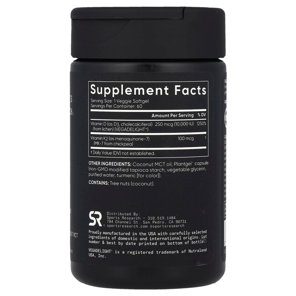 Sports Research D3 + K2 10 000 UI / 100 µg – 60 capsules végétales