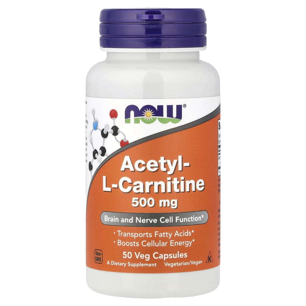 NOW Foods Acétyl-L-Carnitine 500 mg – 50 gélules végétales – photo produit