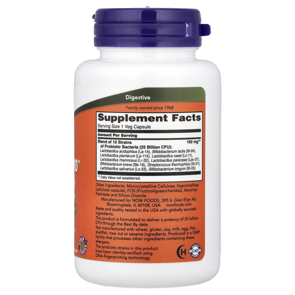 NOW Foods Probiotic-10™ 25 Billion – 10 Probiotic Strains – 100 Veg Capsules – vue supplémentaire
