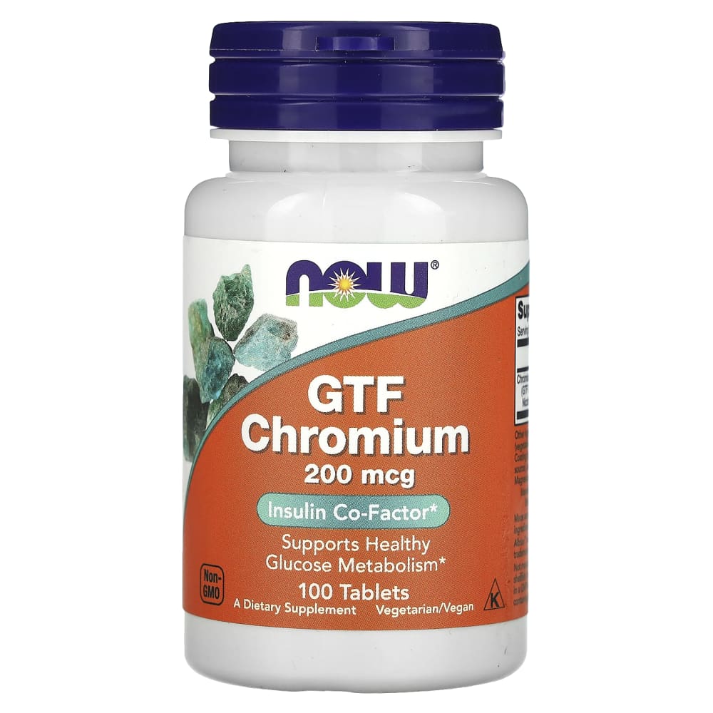 NOW Foods GTF Chromium 200 mcg – 100 comprimés – photo produit
