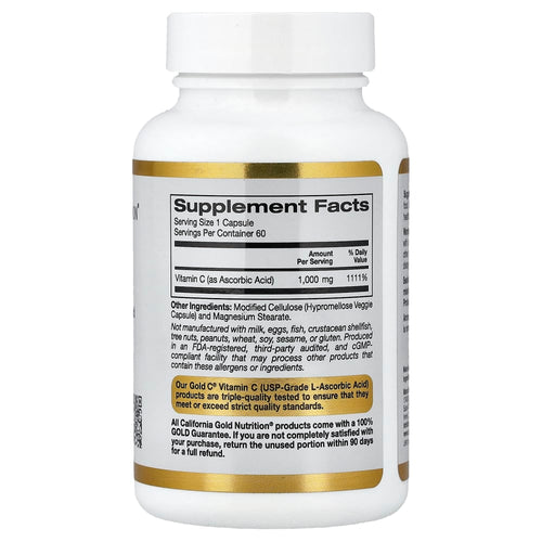 California Gold Nutrition Gold C – Vitamine C 1 000 mg – 60 capsules végétales – vue supplémentaire