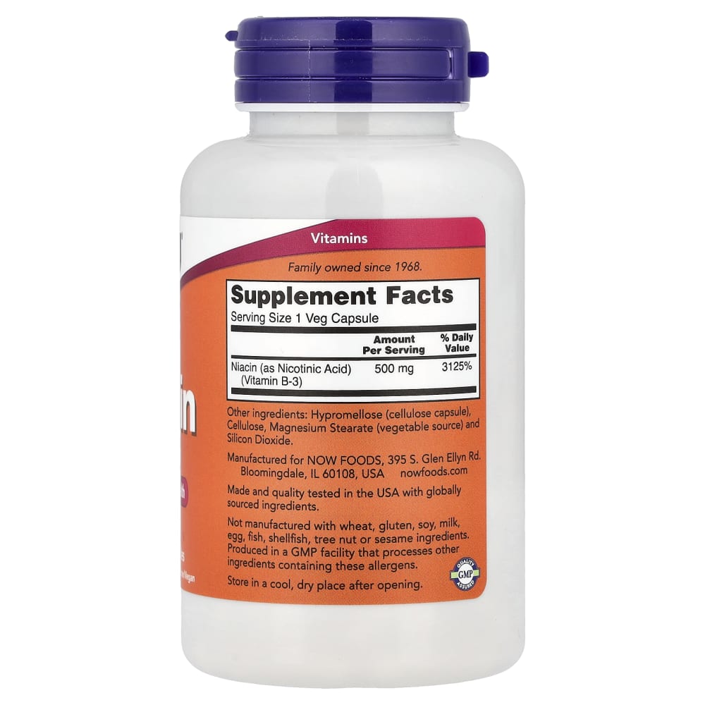NOW Foods Niacin 500 mg (100 Gélules Végétales) – vue supplémentaire