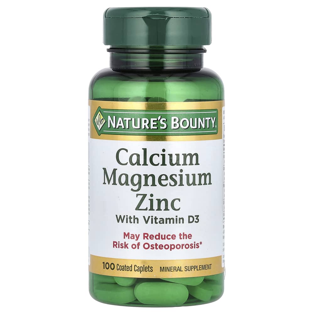 Nature's Bounty Calcium Magnesium Zinc With Vitamin D3 – 100 comprimés enrobés (Coated Caplets) – photo produit