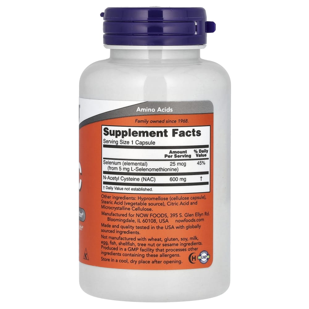 NOW Foods - NAC 600 mg avec Sélénium (100 Capsules) – vue supplémentaire