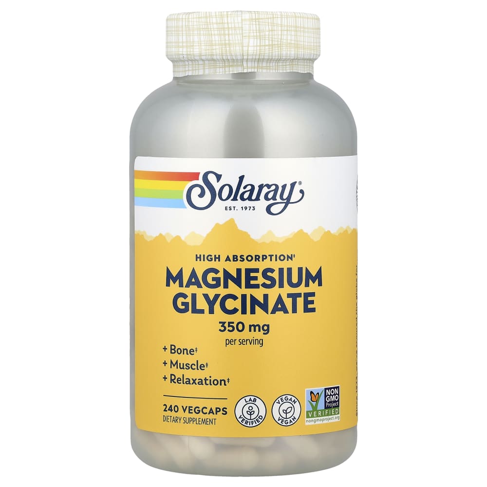 Solaray – Glycinate de Magnésium à Haute Absorption, 350 mg – 240 VegCaps – photo produit
