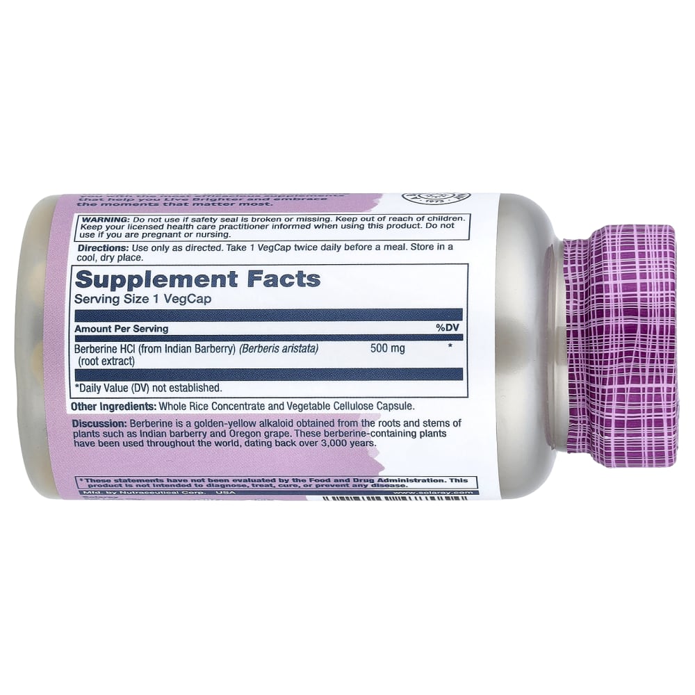 Solaray – Berbérine, Extraits vitaux, 500 mg – 60 Capsules végétariennes – vue supplémentaire