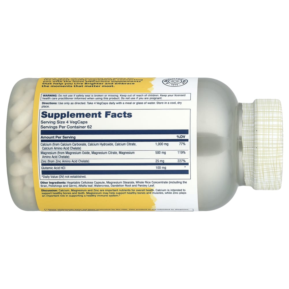 Solaray Calcium Magnesium Zinc – 250 VegCaps – vue supplémentaire