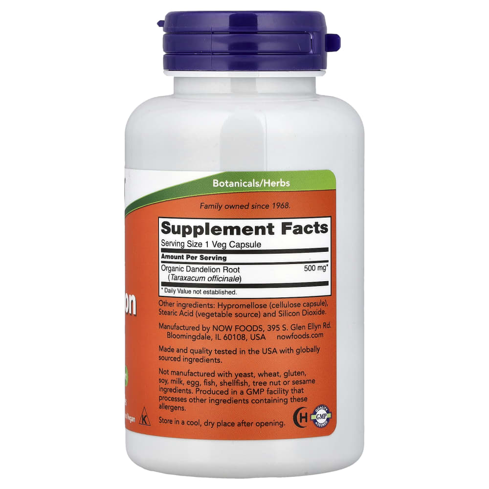 NOW Foods Dandelion Root 500 mg – 100 capsules végétales – vue supplémentaire