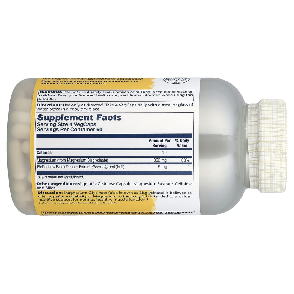 Solaray – Glycinate de Magnésium à Haute Absorption, 350 mg – 240 VegCaps – vue supplémentaire