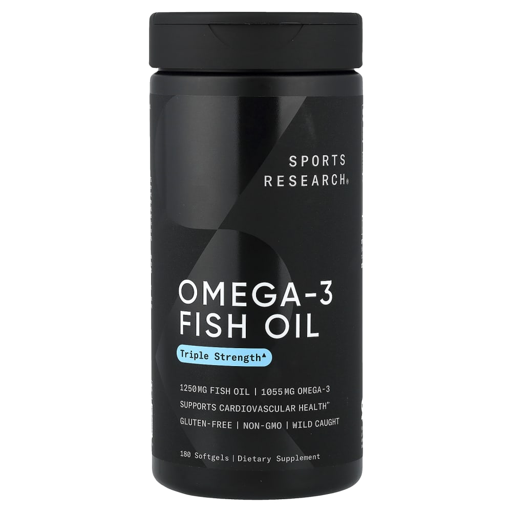 Sports Research Omega-3 Fish Oil Triple Strength – 1250 mg – 180 capsules à enveloppe molle