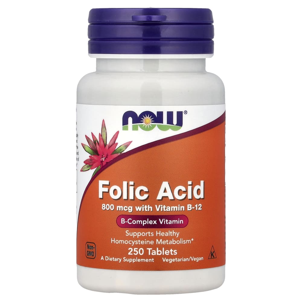 NOW Foods Folic Acid 800 mcg avec Vitamine B-12 (250 Comprimés) – photo produit