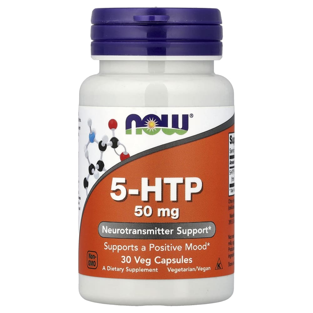 NOW Foods 5-HTP 50 mg – 30 capsules végétales – photo produit