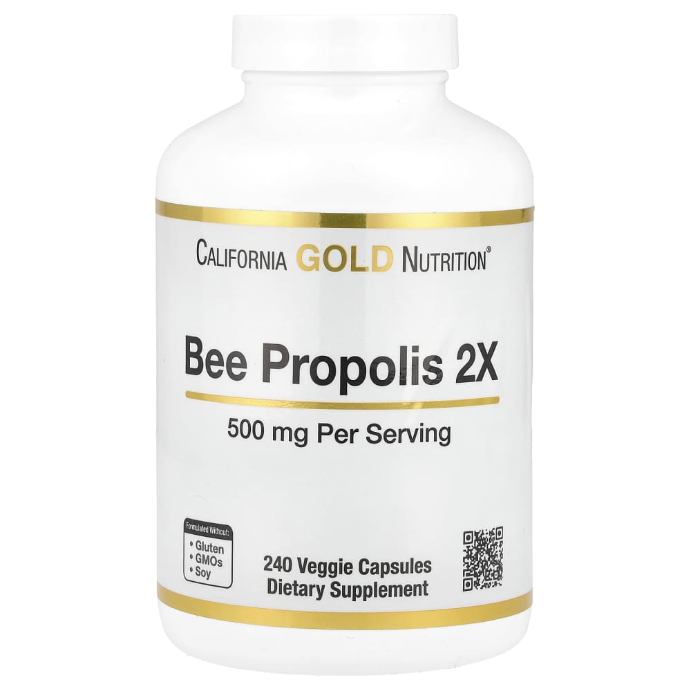 California Gold Nutrition Bee Propolis 2X 500 mg – 240 gélules végétales (Veggie Capsules) – photo produit