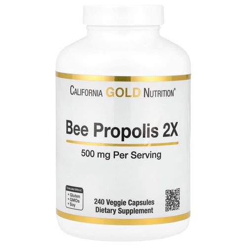 California Gold Nutrition Bee Propolis 2X 500 mg – 240 gélules végétales (Veggie Capsules) – photo produit