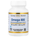 California Gold Nutrition Omega 800 – 480 mg EPA + 320 mg DHA – 30 capsules molles à base de gélatine de poisson – photo produit