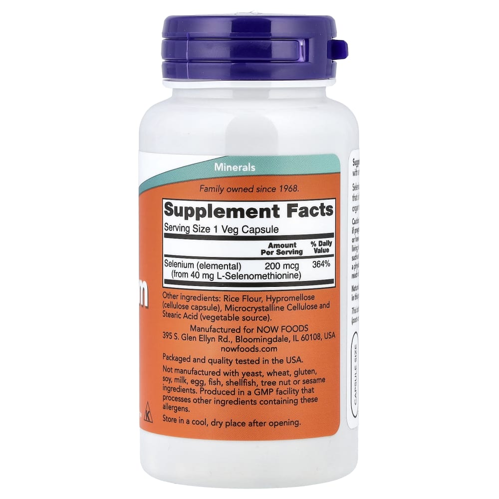 NOW Foods Selenium 200 mcg – 90 gélules végétales (Veg Capsules) – vue supplémentaire