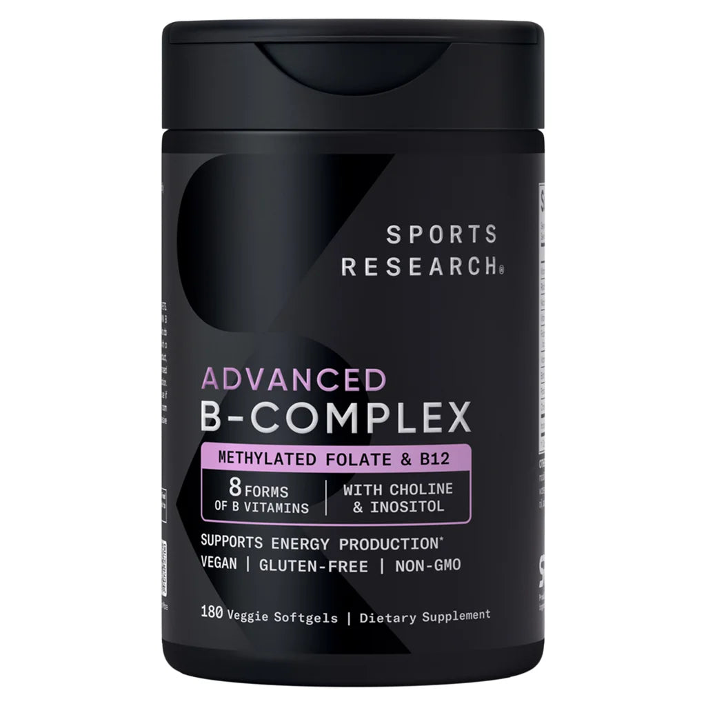 Sports Research Advanced B-Complex – 180 capsules végétales molles (Veggie Softgels)