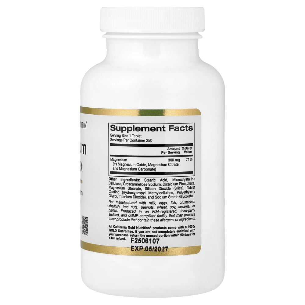 California Gold Nutrition Magnesium Complex 300 mg – 250 comprimés (Tablets) – vue supplémentaire