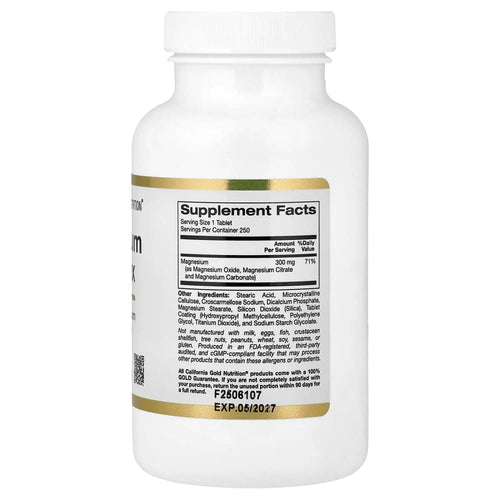 California Gold Nutrition Magnesium Complex 300 mg – 250 comprimés (Tablets) – vue supplémentaire