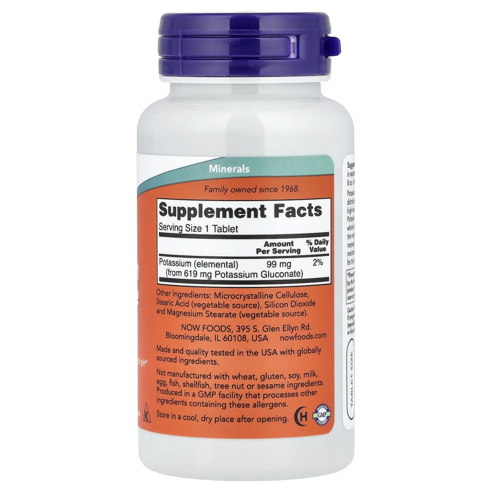 NOW Foods Gluconate de Potassium 99 mg – 100 comprimés – vue supplémentaire
