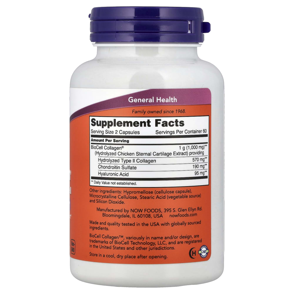 NOW Foods BioCell Collagen Hydrolyzed Type II – 120 gélules (Capsules) – vue supplémentaire
