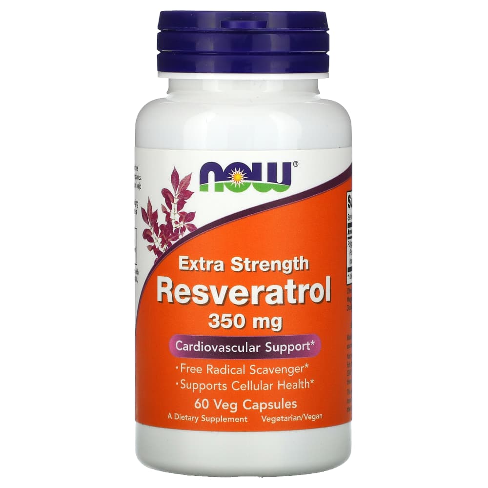 NOW Foods Extra Strength Resveratrol 350 mg – 60 capsules végétales – photo produit
