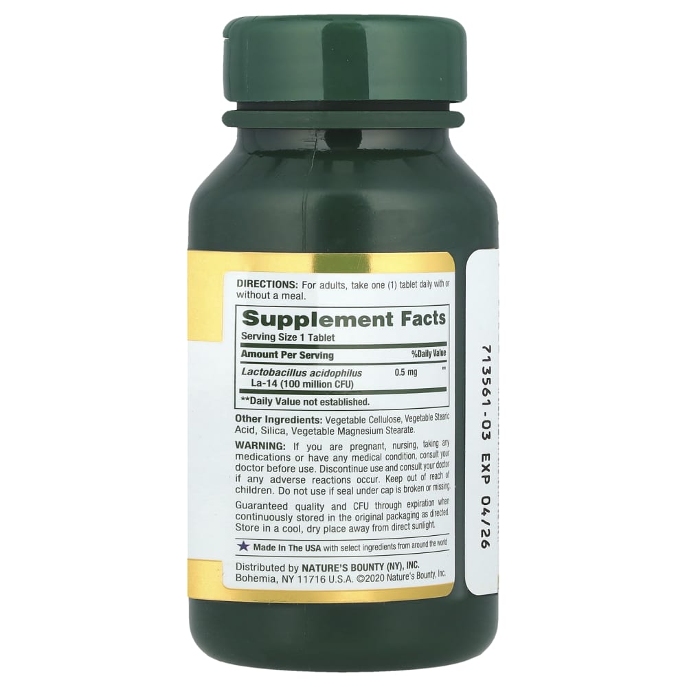 Nature's Bounty Acidophilus Probiotic – 120 comprimés (Tablets) – vue supplémentaire