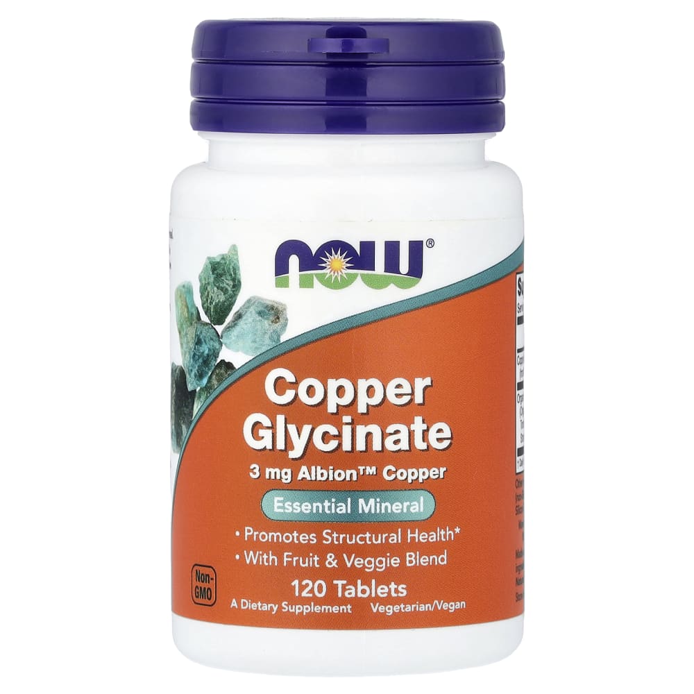 NOW Foods Copper Glycinate 3 mg – 120 comprimés – photo produit