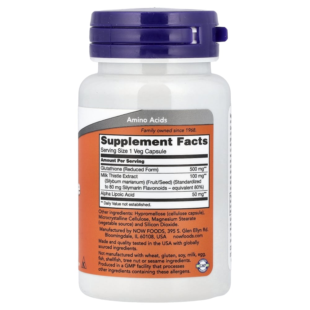 NOW Foods Glutathione 500 mg – 30 capsules végétales – vue supplémentaire