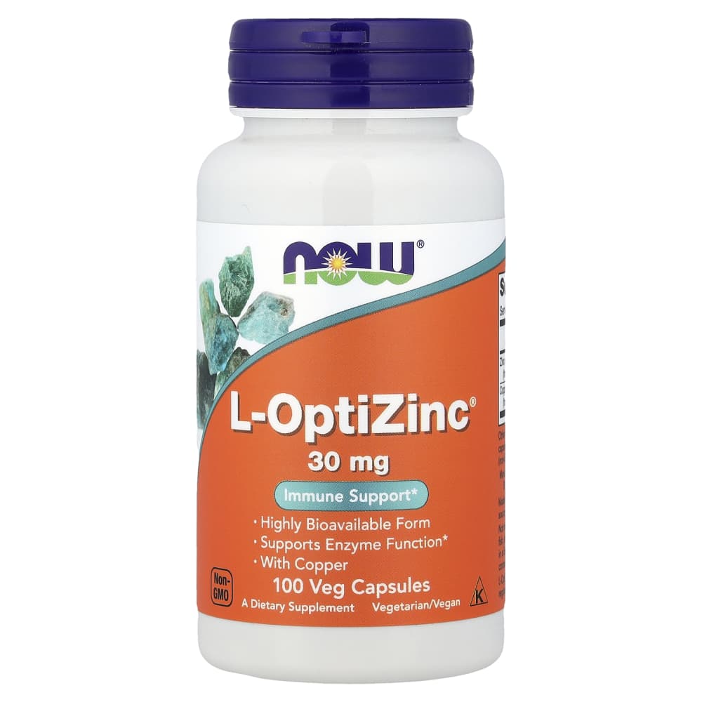 NOW Foods L-OptiZinc 30 mg (100 Gélules Végétales) – photo produit