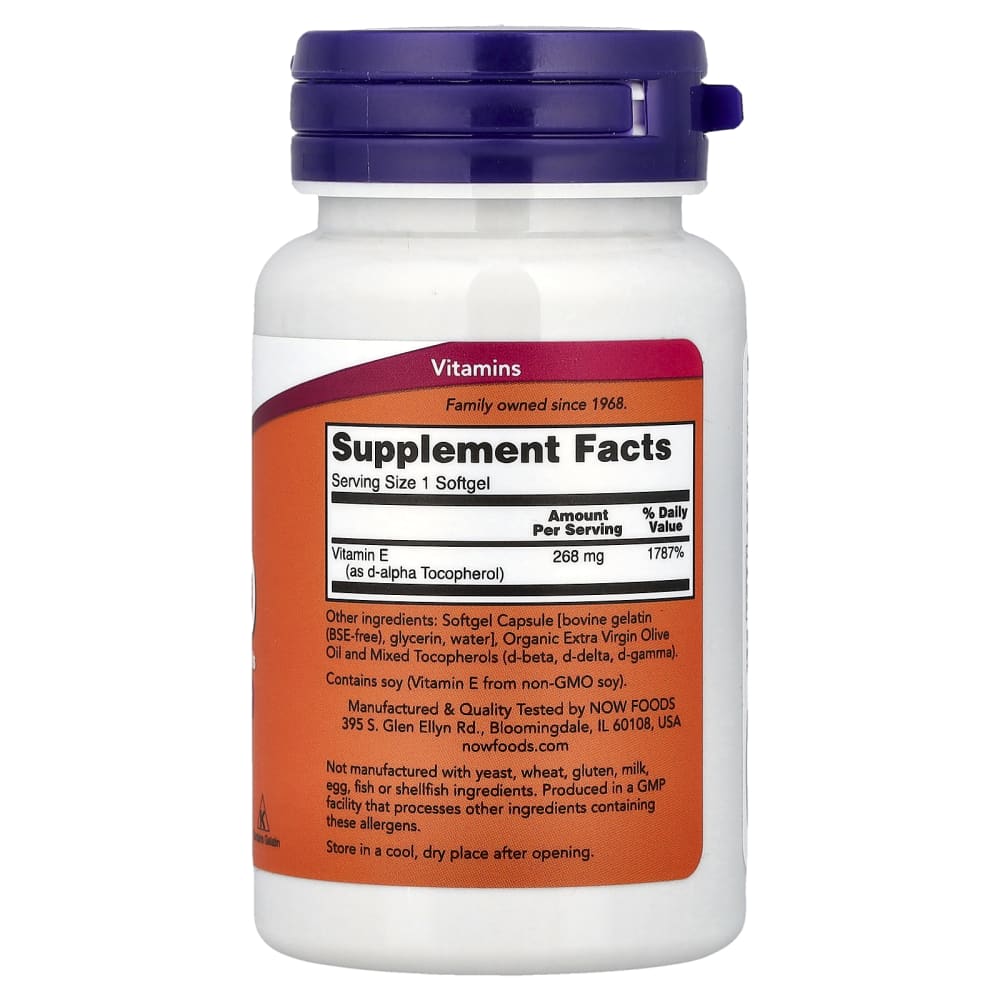 NOW Foods E-400 avec Tocophérols Mixte – 50 capsules molles (Softgels) – vue supplémentaire