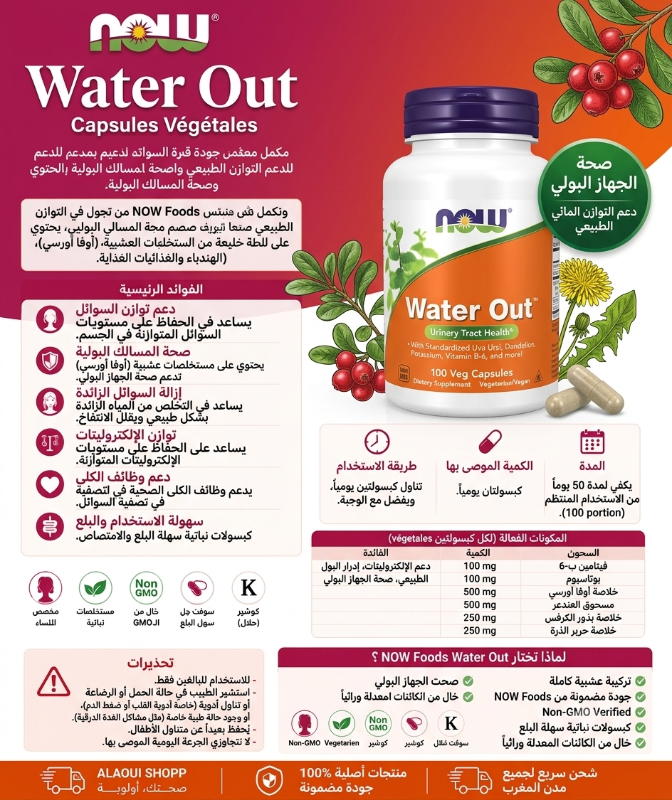 NOW Foods Water Out – 100 gélules végétales – informations complémentaires