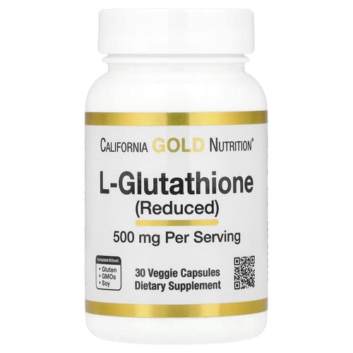 California Gold Nutrition L-Glutathione (Reduced) 500 mg – 30 gélules végétales (Veggie Capsules) – photo produit