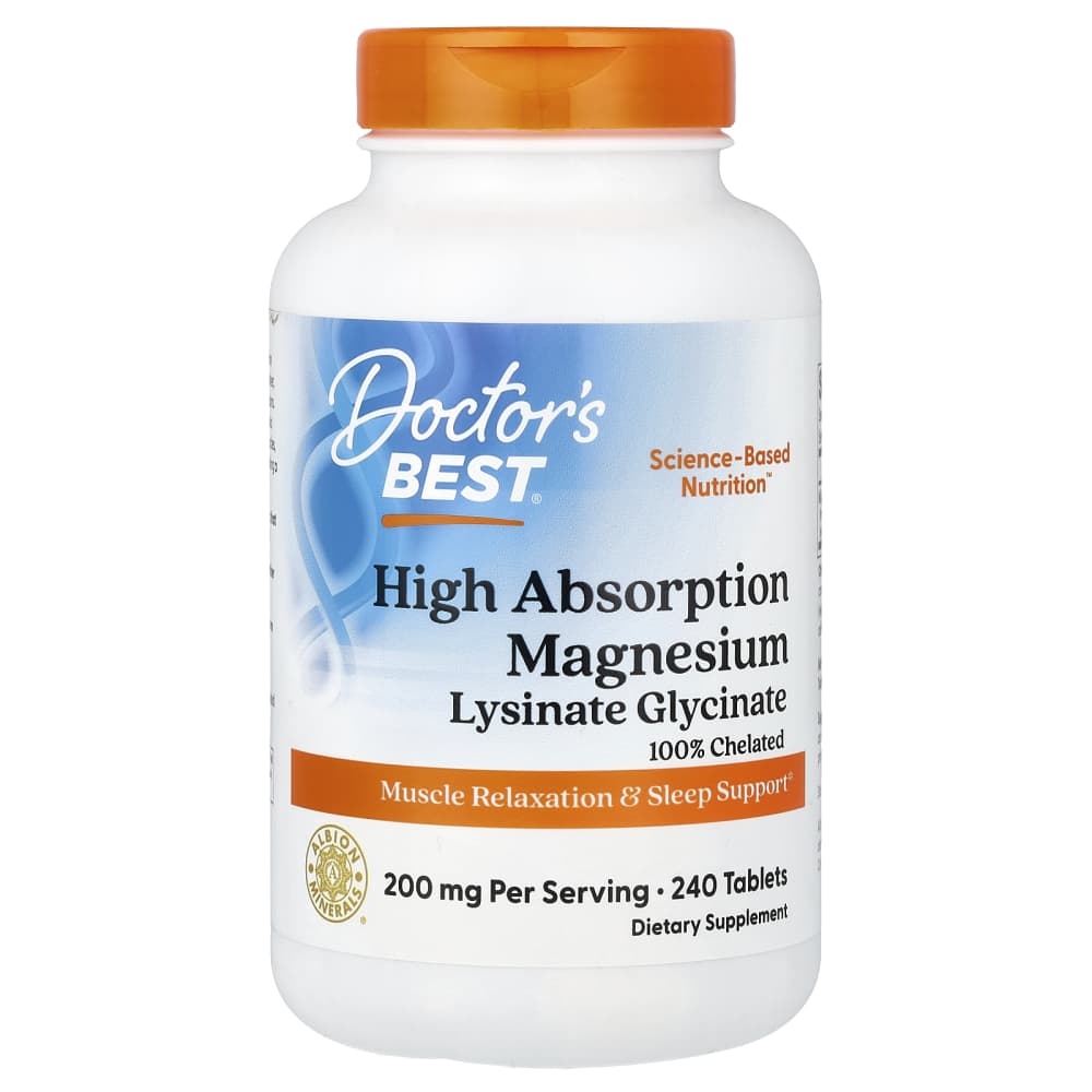 Doctor's Best High Absorption Magnesium Lysinate Glycinate – 200 mg – 240 comprimés – photo produit