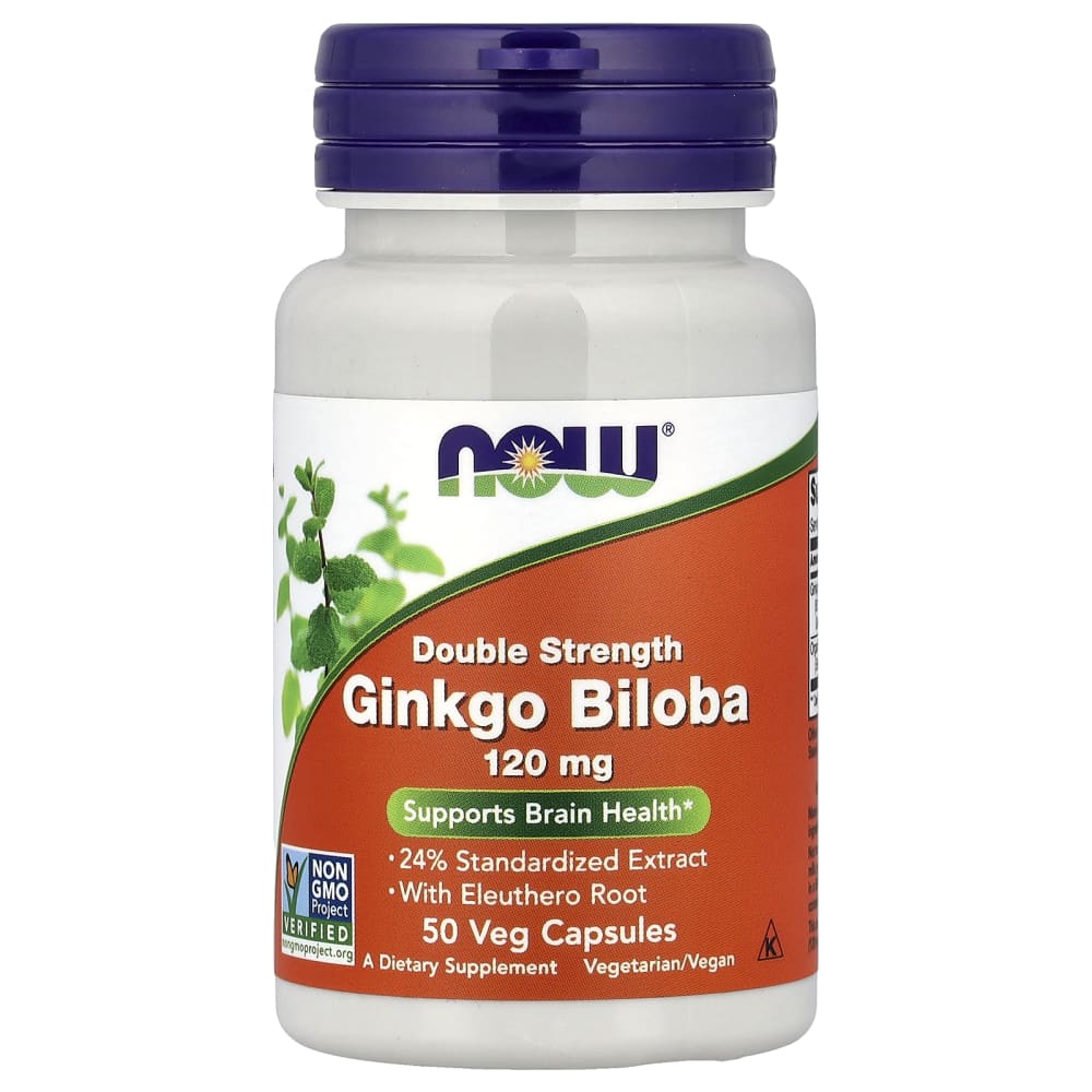 NOW Foods Double Strength Ginkgo Biloba 120 mg (50 Gélules Végétales) – photo produit