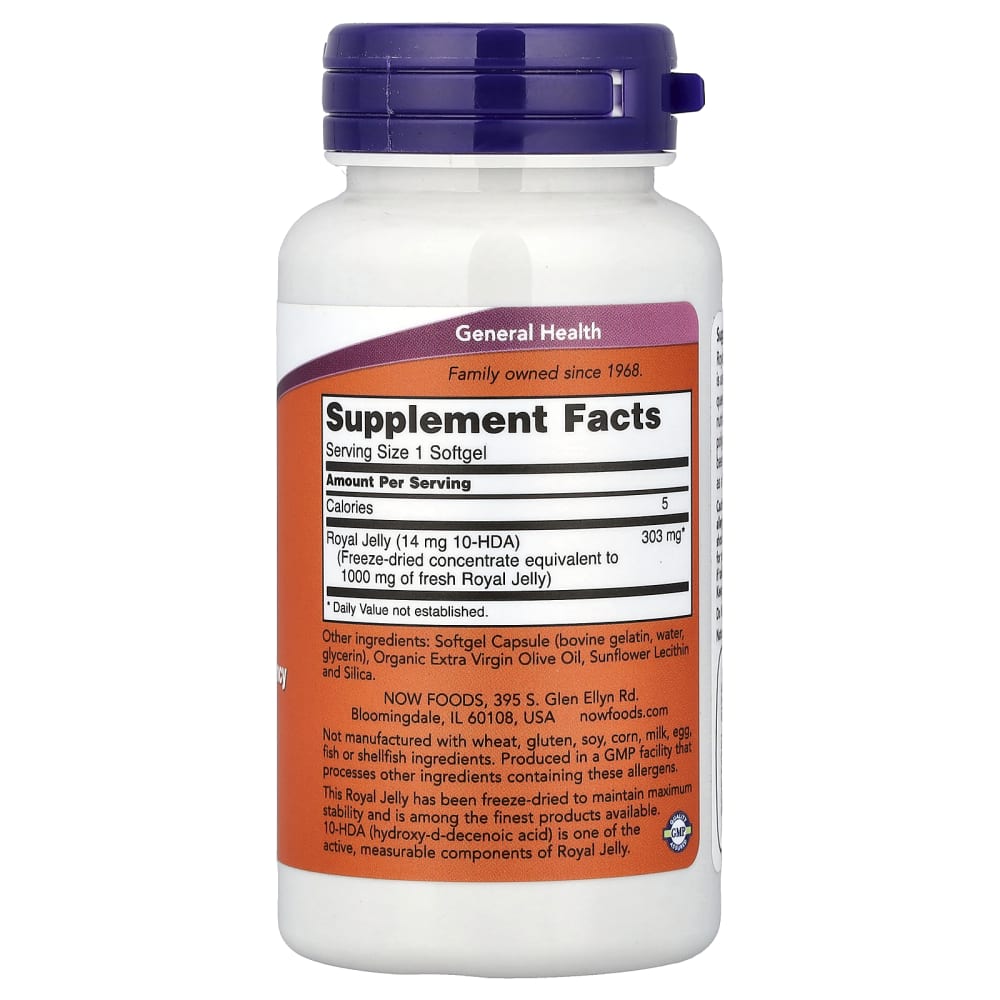 NOW Foods Royal Jelly 1000 mg – 60 Softgels – vue supplémentaire