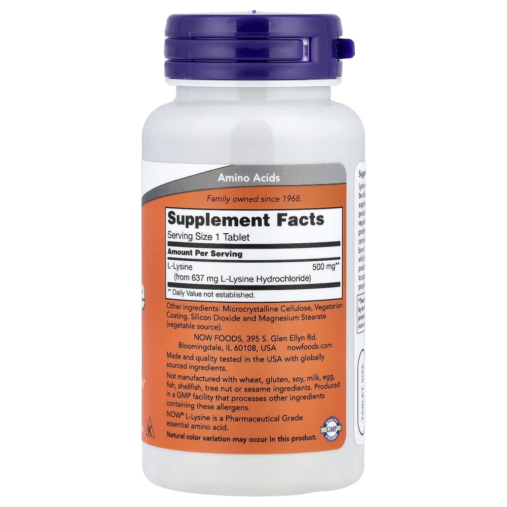NOW Foods L-Lysine 500 mg (100 Comprimés) – vue supplémentaire